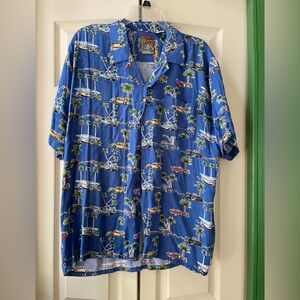 Tropical Blue Car Print Men's Shirt